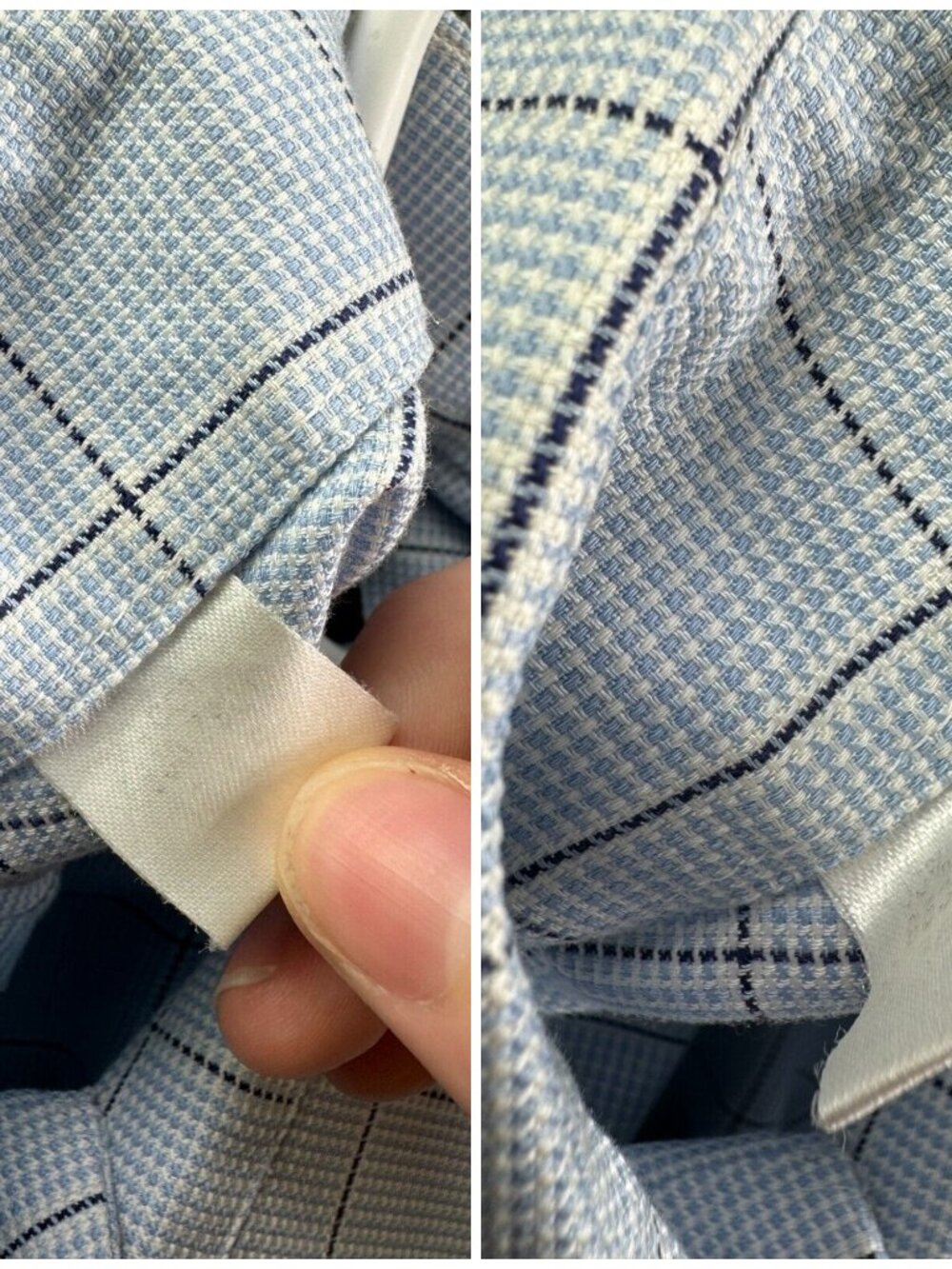 Eton Button Up Shirt Long Sleeve Men Wrinkle Free Cotton Blue Check Size 15 ** - Picture 15 of 16